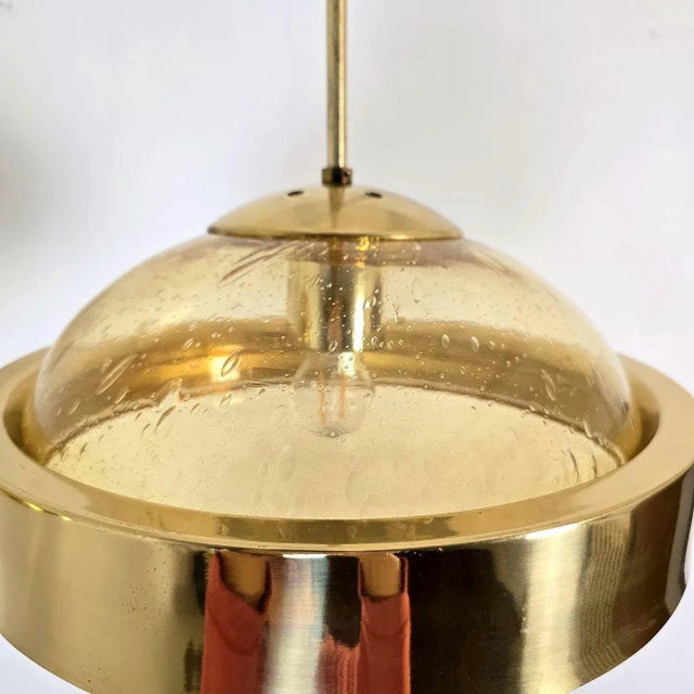 Pair of Mid Century Modern Glass Pendant Lights 1970s For Sale - Image 10 of 14