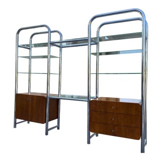 Mid 20th Century Chrome Etagere Wall Divider in the Style of Janet Schweitzer For Sale