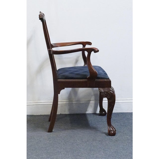 Wood High End Vintage Solid Mahogany Traditional Chippendale Style Dining Arm Chair 102488 For Sale - Image 7 of 10