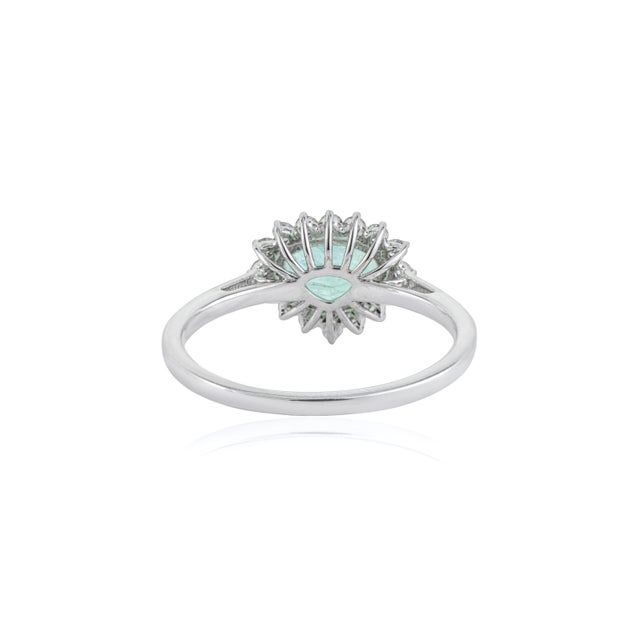 18k Gold 1.09ct Pear Cut Paraiba Tourmaline Diamond Halo Cluster Ring Size 4 For Sale - Image 10 of 18