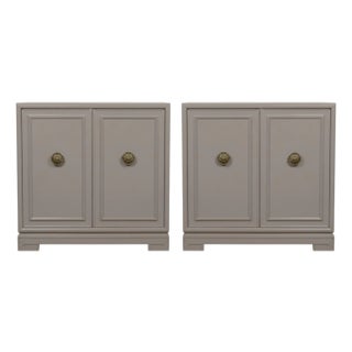 Mid-Century Modern James Mont Greek Key Inspired Chests Commodes Cabinets - Pair For Sale