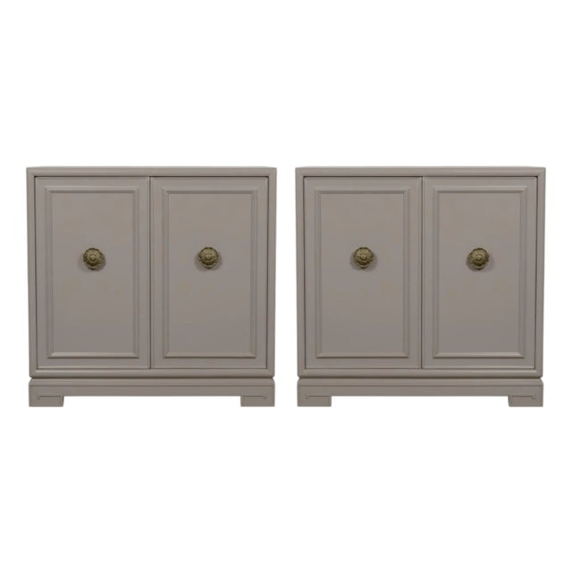 Mid-Century Modern James Mont Greek Key Inspired Chests Commodes Cabinets - Pair For Sale