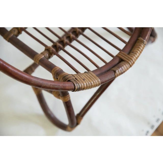 Wood Vintage Mid Century Rattan Kid's Chair For Sale - Image 7 of 10