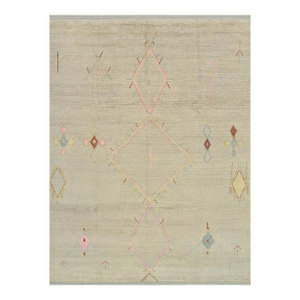 Moroccan Rug 9'1'' X 12'3'' Gray Wool Contemporary Hand-Knotted Carpet
