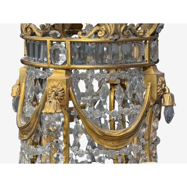 Metal 19th Century Louis XVI Style, Chandelier, Dore Bronze, Crystal, France For Sale - Image 7 of 11