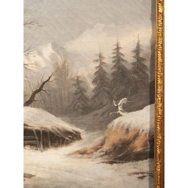 19th Century French Winter Landscape Painting in Original Giltwood Frame For Sale - Image 11 of 13