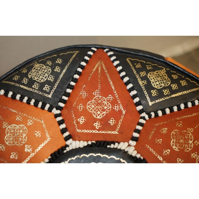 Vintage Tan & Brown Leather Footstool, 1960s For Sale - Image 11 of 17