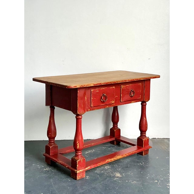 Ralph Lauren Home Vintage Ralph Lauren Red Distressed Console Table For Sale - Image 4 of 12