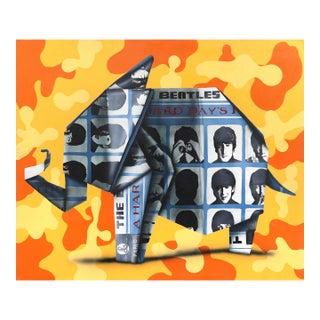 Honor Y Beatles 2 - Origami Inspired Figurative Painting on Canvas Original Artwork by Emilio Rama For Sale