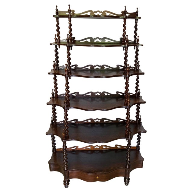 19th Century Walnut Barley Twist Bookcase Etagere For Sale - Image 10 of 10