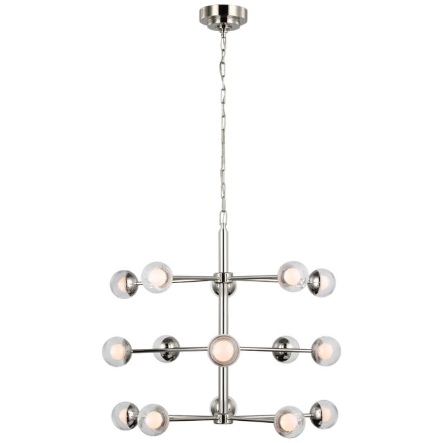Modern Kate Spade New York for Visual Comfort Signature Alloway Small Barrel Chandelier in Polished Nickel with Clear Glass For Sale - Image 3 of 5