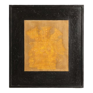 1960s Italy Burnt Orange Wood Painting For Sale