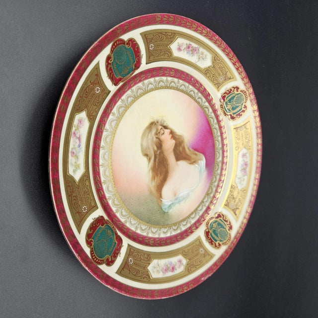 Art Nouveau Hand-Painted Porcelain Plate from Schwarzburg, 1890s For Sale - Image 6 of 7