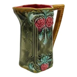Late 1800s Antique French Art Nouveau Majolica Pitcher by Frie Onnaing