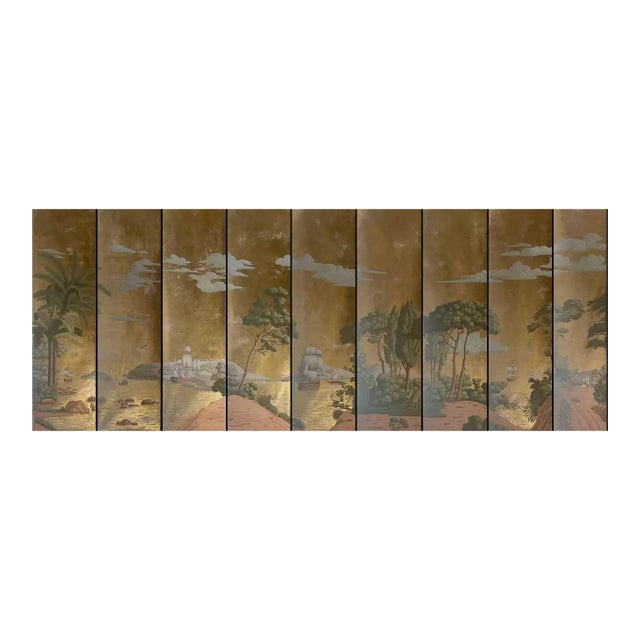 Voyage of the Pacific, Hand-Painted Wallpaper For Sale