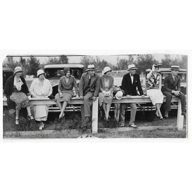 1931 antique black and white photo of people watching a polo match at the Denver Polo Club. Labeled on the back: On the...