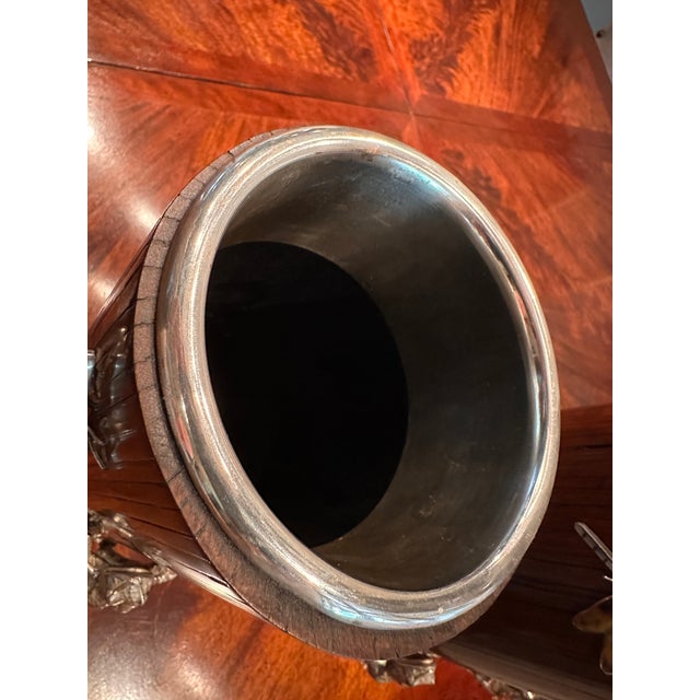 Brown Set of 4 Bamboo Cylinder Vases With Silver Plate Frog, Dragonfly & Grass Accents For Sale - Image 8 of 8