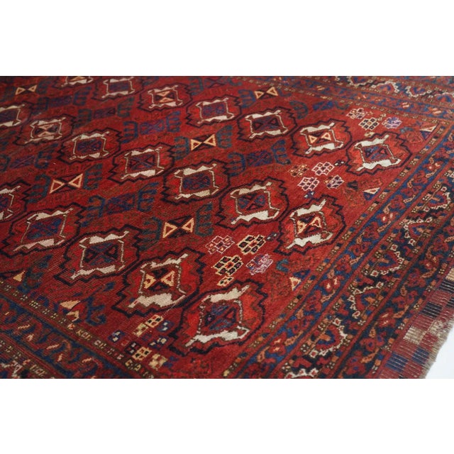 Red Vintage Afghan Rug 4'7'' X 6'9'' For Sale - Image 8 of 10