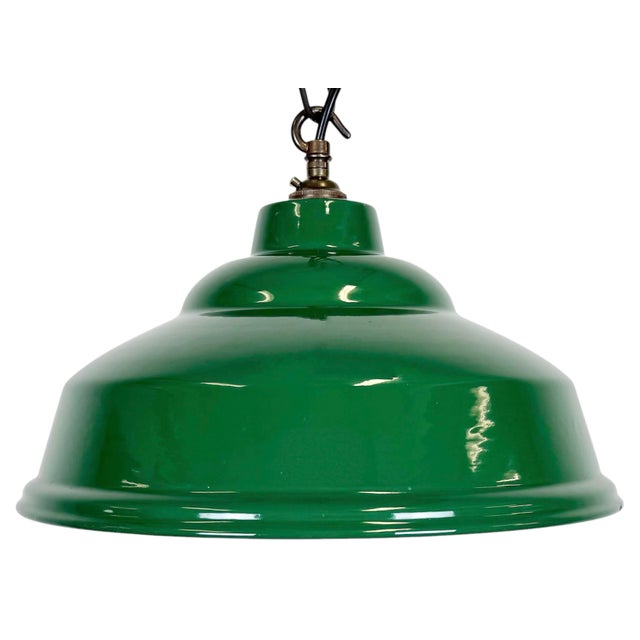 Industrial British Green Enamel Factory Pendant Lamp, 1960s For Sale - Image 16 of 16