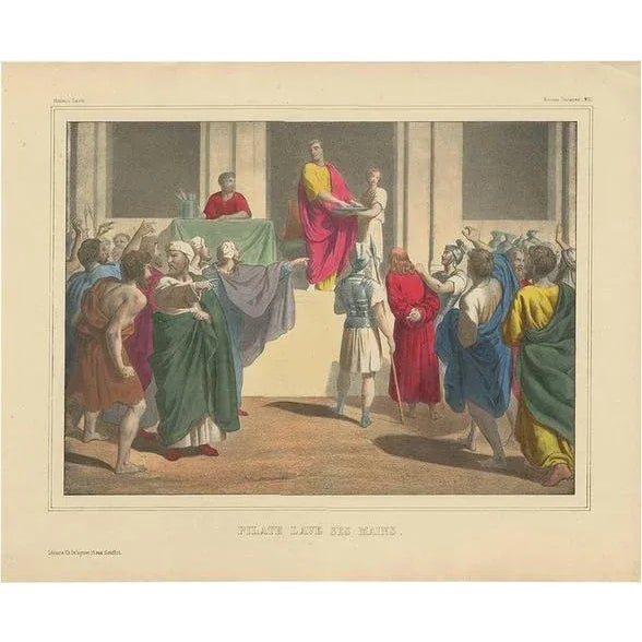 Becquet Frères, No. 33: Pilate Washing His Hands, 1840, Print For Sale - Image 10 of 10