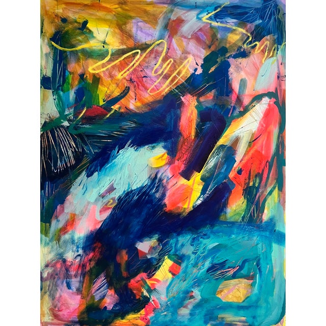 Energetic Colorful Abstract Expressionist Painting by Anna Richards For Sale