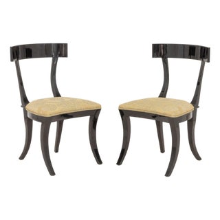 Pair of Contemporary Ebonized Wood Klismos Dining Chairs For Sale