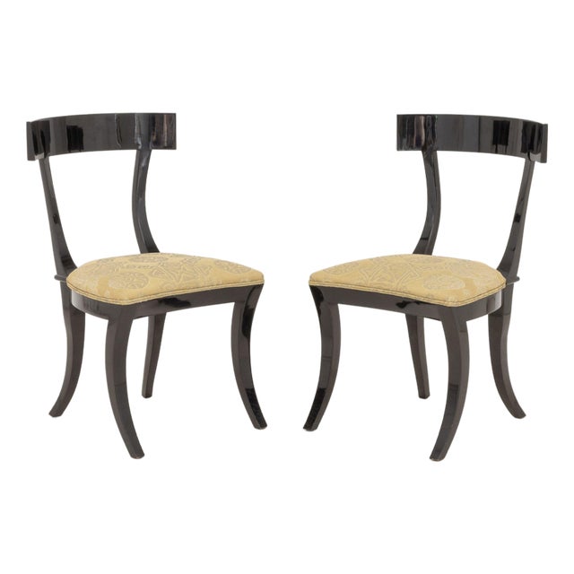 Pair of Contemporary Ebonized Wood Klismos Dining Chairs For Sale