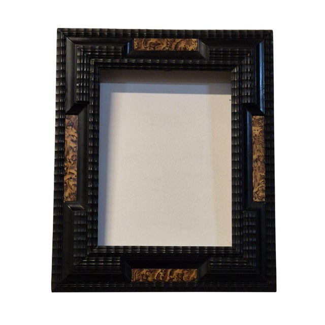 Antique Italian Guilloché Wooden Frame with Burr Wood Inlays, Late 19th-Early 20th Century For Sale - Image 4 of 9