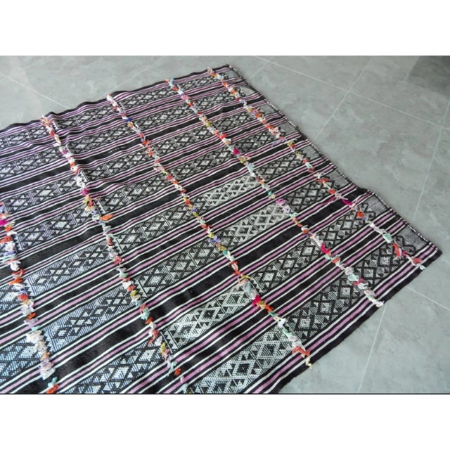 Mid-Century Modern Vintage Primitive Rug Hand Woven Cotton Anatolian Kilim Rug - 5′8″ × 7′8″ For Sale - Image 3 of 10