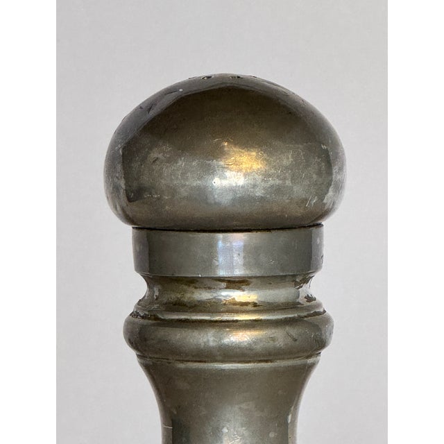 1950s Vintage Italian Pewter Salt Shaker and Pepper Mill. Great patina. Comes apart in three pieces; salt goes in top...