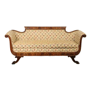 Antique American Empire Carved Mahogany Sofa