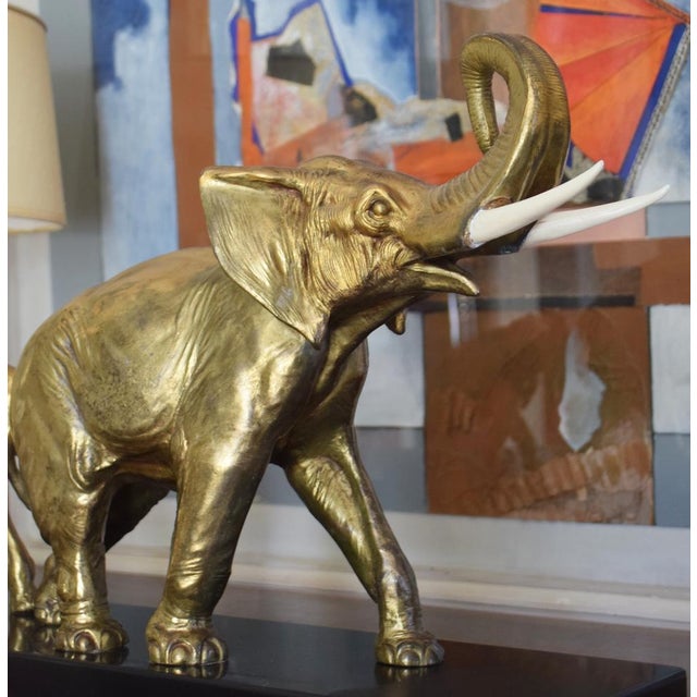 Metal Irénée Rochard, Elephant with Baby, 1920s-1940s, Golden Spelter For Sale - Image 7 of 17