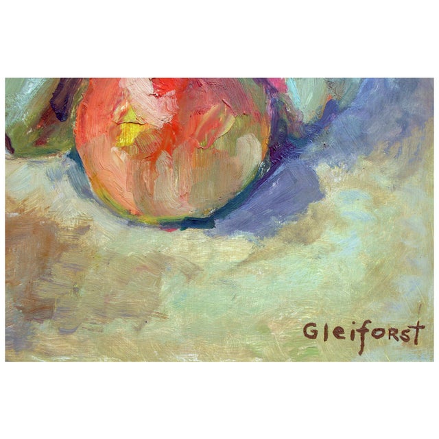 Mid 20th Century Fuji Apples Still Life With Plaid Cloth Painting by Helen Enoch Gleiforst, Framed For Sale - Image 4 of 4