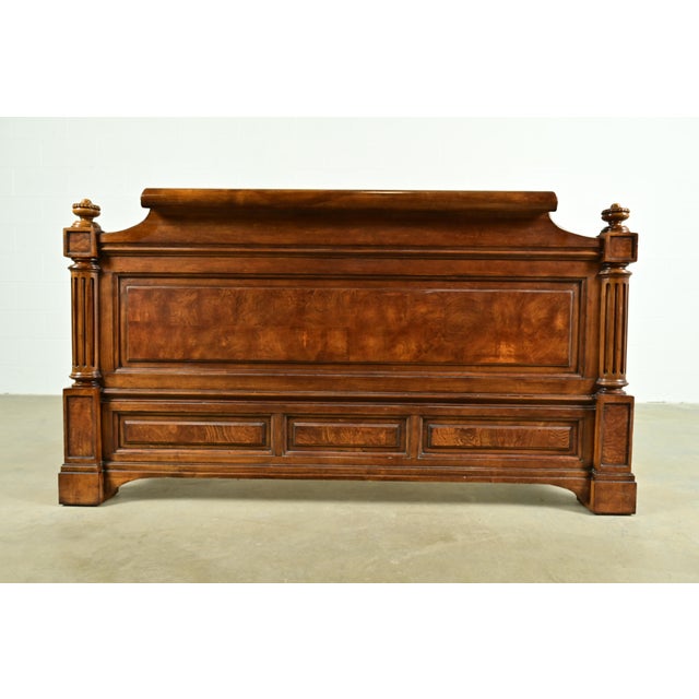 Wood Ethan Allen French Louis Philippe Burl Wood Queen Size Bed For Sale - Image 7 of 12