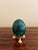 Metal Solid Malachite Egg on Neoclassical Brass Stand With Paw Feet For Sale - Image 7 of 8