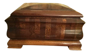 Vintage Wooden Marquetry Humidor Tobacco Tobacciana