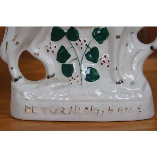 19th Century Antique Staffordshire Going to Market Returning Home Horseback Figurines- Set of 2 For Sale - Image 5 of 12