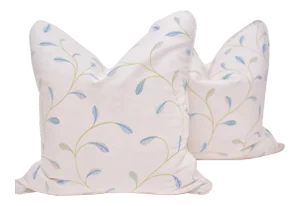 Jane Churchill "Oriana" Square Linen Pillows - a Pair
