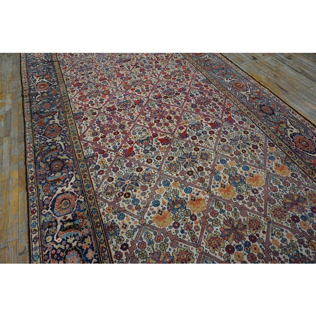 Antique Persian Rug With Beautiful Allover Diamond and Floral Pattern on Ivory Background Color For Sale - Image 12 of 12
