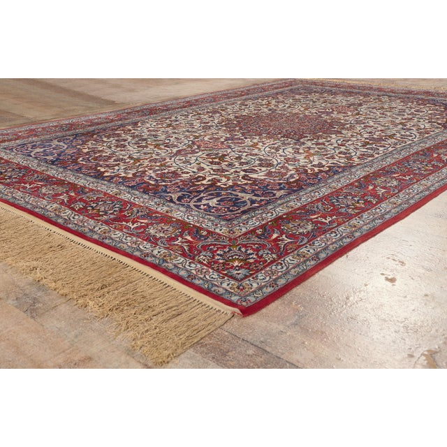 Ivory Vintage Persian Isfahan Rug, 06'07 X 10'03 For Sale - Image 8 of 10