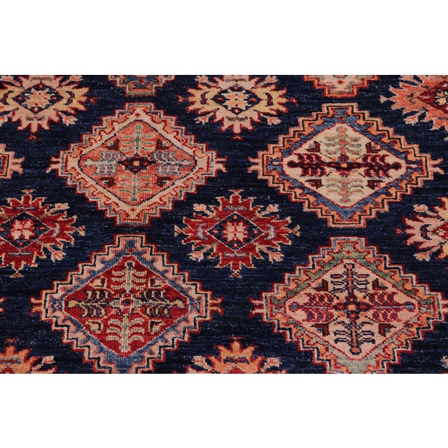 Boho Chic Tribal Super Kazak Blue/Beige Wool Rug - 8'1'' X 9'4'' For Sale In New York - Image 6 of 10
