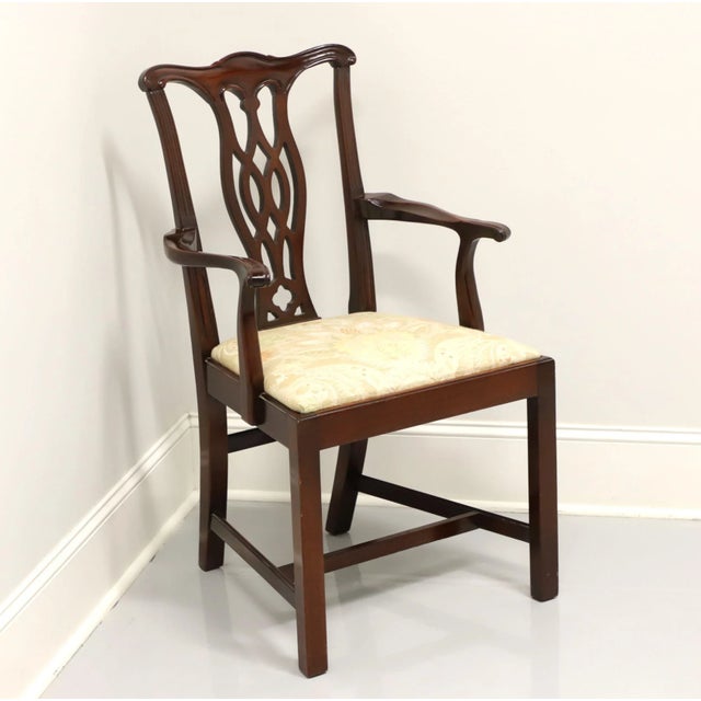 Late 20th Century Solid Mahogany Straight Leg Chippendale Armchair For Sale - Image 9 of 9