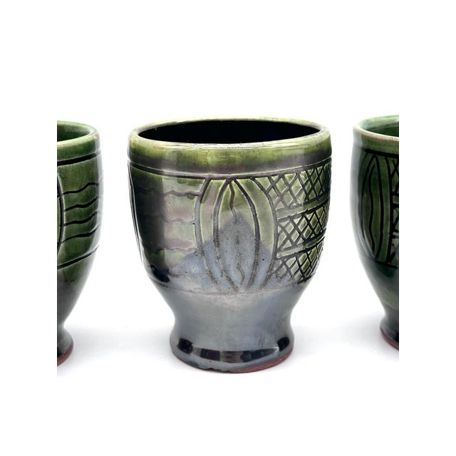 Mid-Century Modern Ceramic Set Pitcher and Mugs with Sgraffito Decoration, Italy, 1960s, Set of 7 For Sale - Image 12 of 18