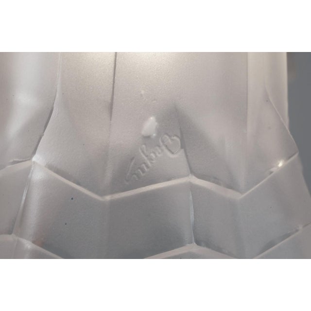 Degue French Art Deco Chandelier 1930s - Stepped Geometric Frosted Glass For Sale - Image 10 of 11