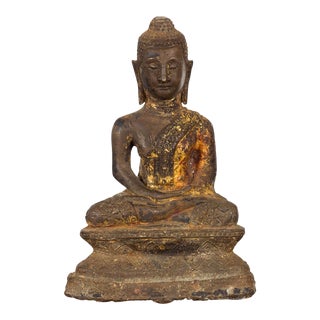 Petite Thai Rattanakosin Kingdom Dhyana Mudra Buddha Sculpture with Gilt Accents For Sale