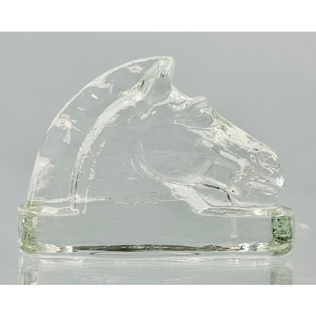 Pair of Trojan Horse Solid Clear Glass Bookends by Pittsburgh Corning, 1960's For Sale - Image 9 of 12