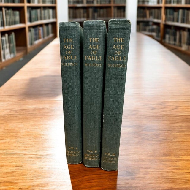 Paper Antique 1914 Hardcover Books The Age of Fable or Beauties of Mythology Thomas Bulfinch Set of 3 For Sale - Image 7 of 10