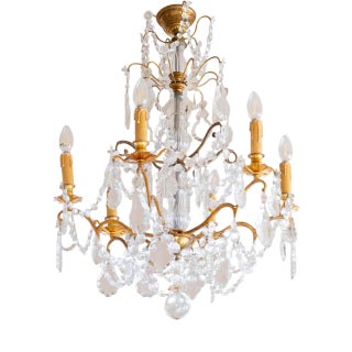 19th Century Louis XV Bronze and Crystal Chandelier For Sale
