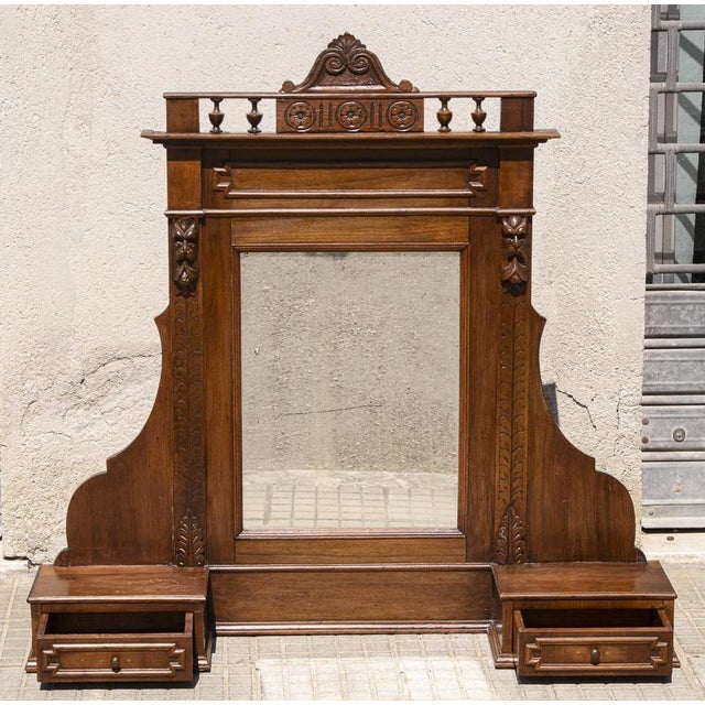 Impellified support mirror in walnuts drawers and top of Italy era late 800 measures 114.5 x 22 x h 112 category Mirror...