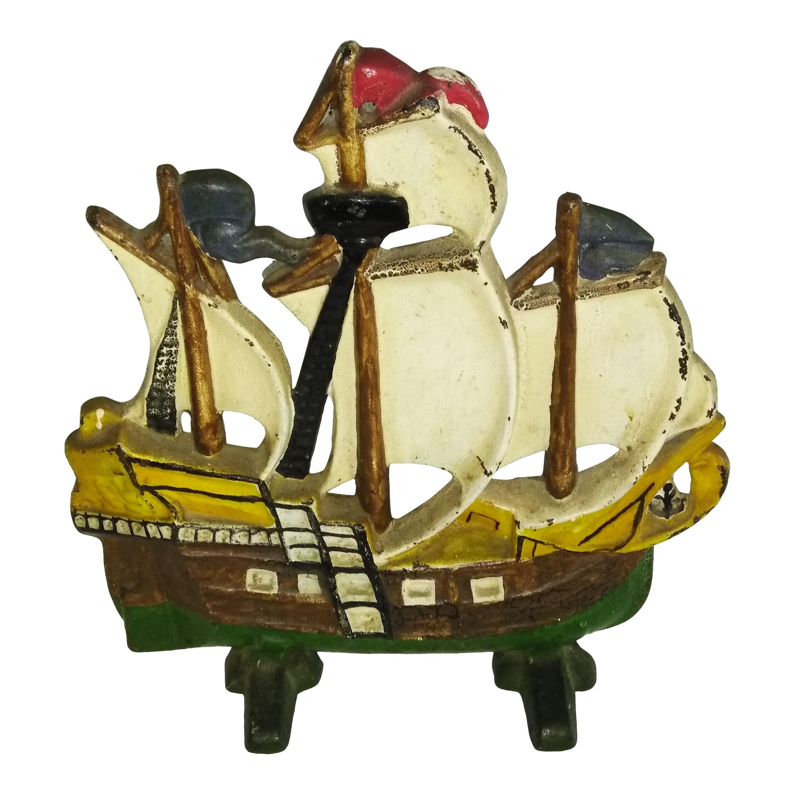 Early 20th Century Vintage Spanish Galleon Cast Iron Doorstop Chairish